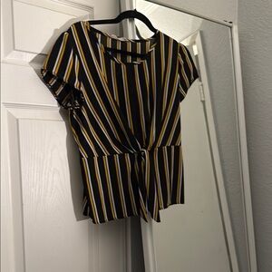 Striped Black and Yellow Women's Top